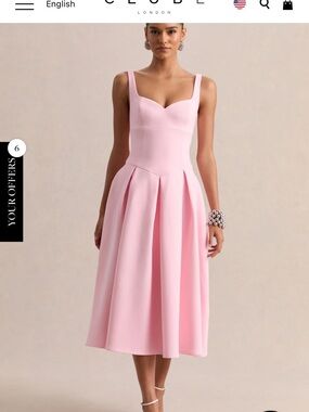 GRETA
Light Pink Sweetheart-Neck Midi Dress
